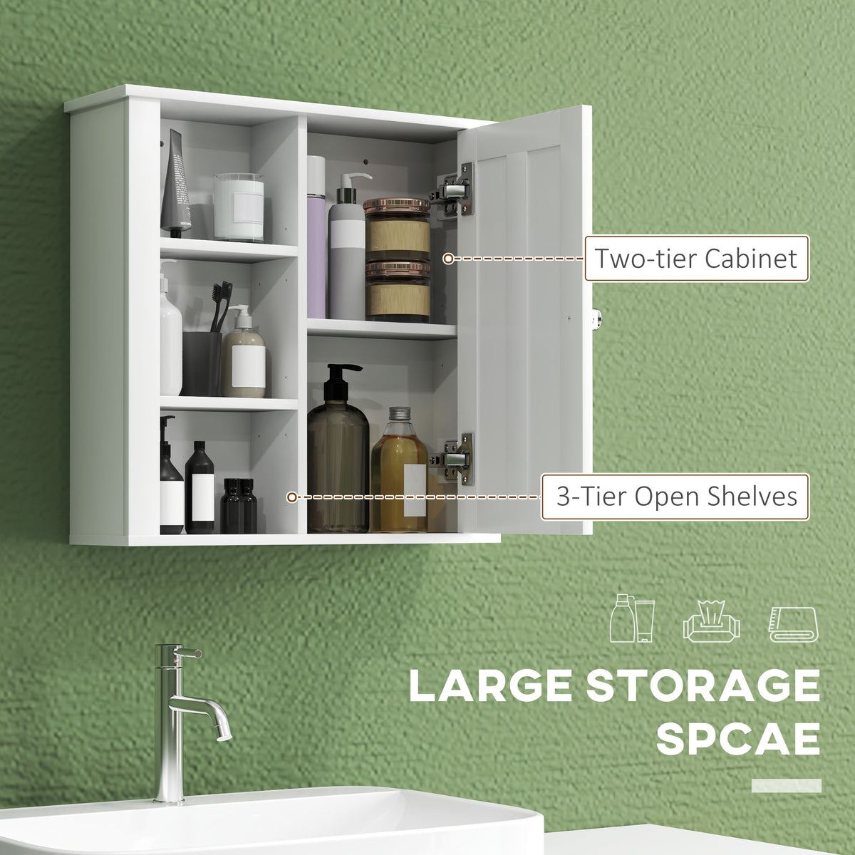 HOMCOM Clean and Simple Bathroom Storage Cabinet - White