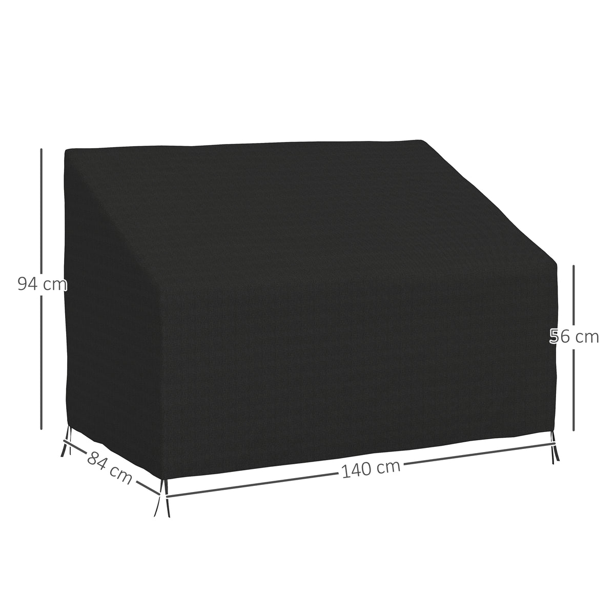 Outsunny 600D Oxford Cloth Furniture Cover, 2 Seater Sofa Protector for Garden Patio, Outdoor, Waterproof, Black, 140L x 84W x 56/94H cm