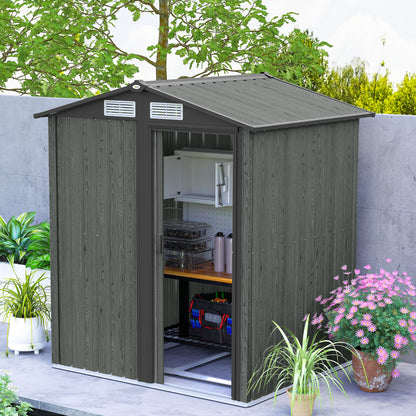 Outsunny 4.3 x 5ft Outdoor Garden Storage Shed - Grey Wood Effect