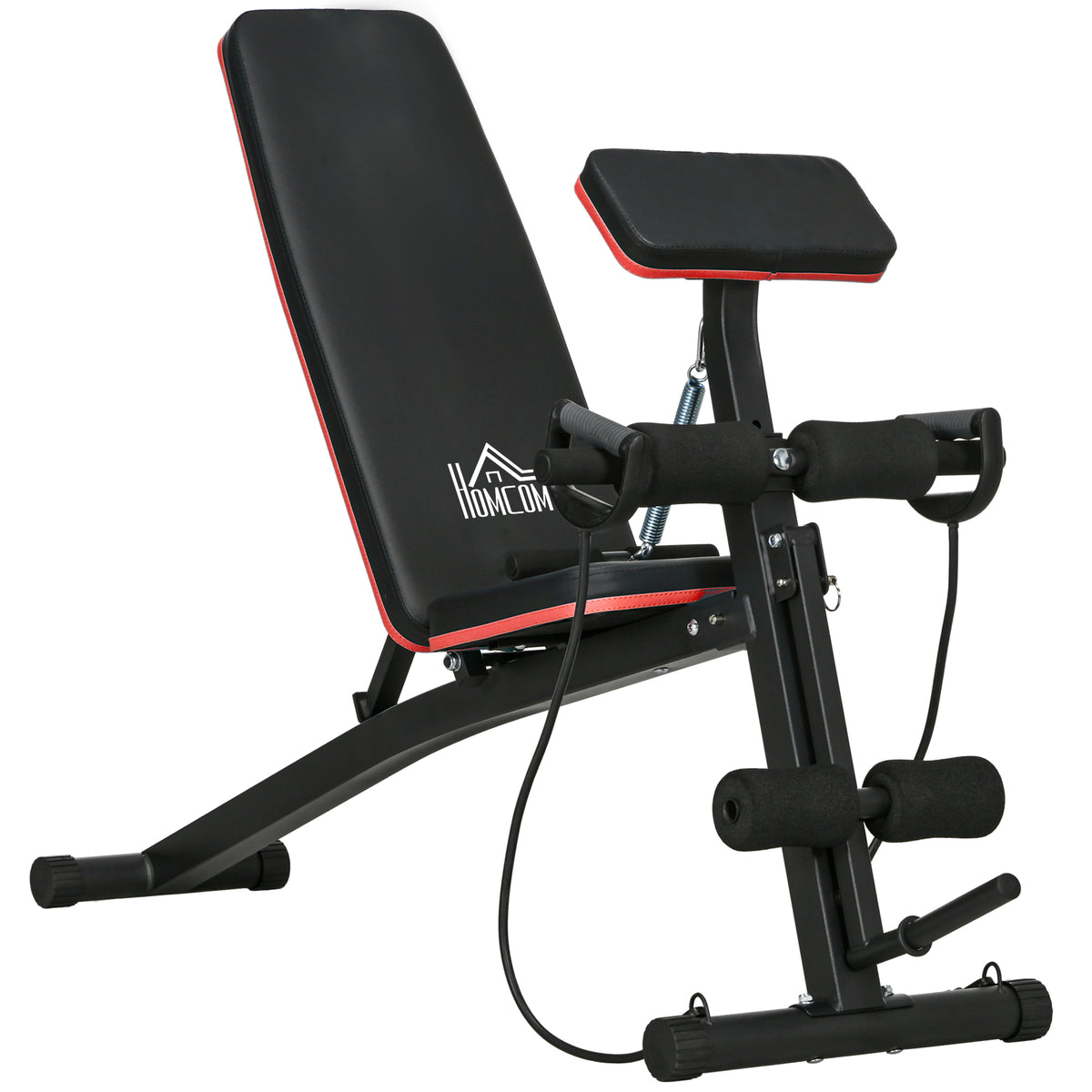 HOMCOM Foldable Weight Bench, Adjustable Strength Training Sit Up Ab Bench, Incline/Decline, Red