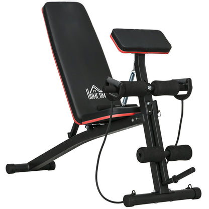 HOMCOM Foldable Weight Bench, Adjustable Strength Training Sit Up Ab Bench, Incline/Decline, Red