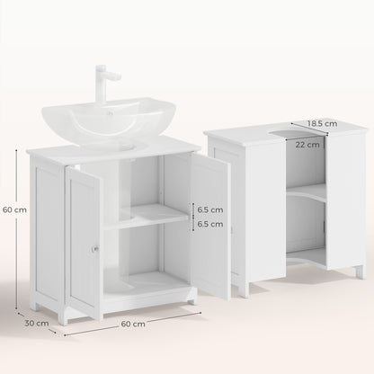 kleankin Under Sink Bathroom Cabinet, Freestanding Under Sink Cabinet with 2 Doors and Adjustable Shelf for Basin without or with Pedestal, White