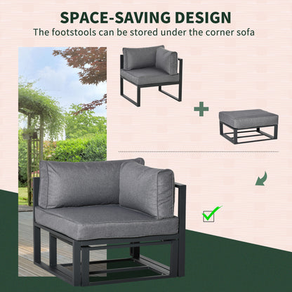 Outsunny 6 Piece Outdoor Couch, Sectional Sofa Set with Aluminum Patio Conversation Furniture, Grey