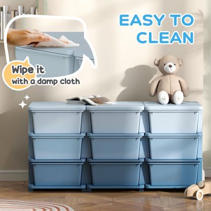HOMCOM Kids Storage Unit, with Nine Drawers - Blue