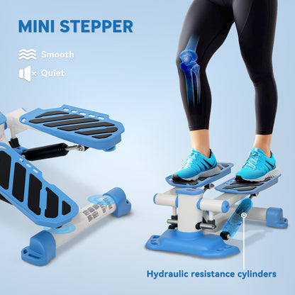 HOMCOM Portable Mini Stepper Machine, Compact Stair Stepper with LCD Monitor, Non-Slip Pedals, Fitness Step Machine for Full Body Cardio Exercise Workout, Home Gym Office, Blue