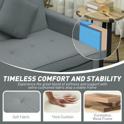 HOMCOM Three-Person Velvet-Feel Sofa Bed - Grey