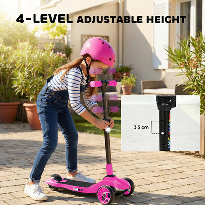 AIYAPLAY Three-Wheel Foldable Electric Scooter for Kids Aged 6-10 Years, Pink