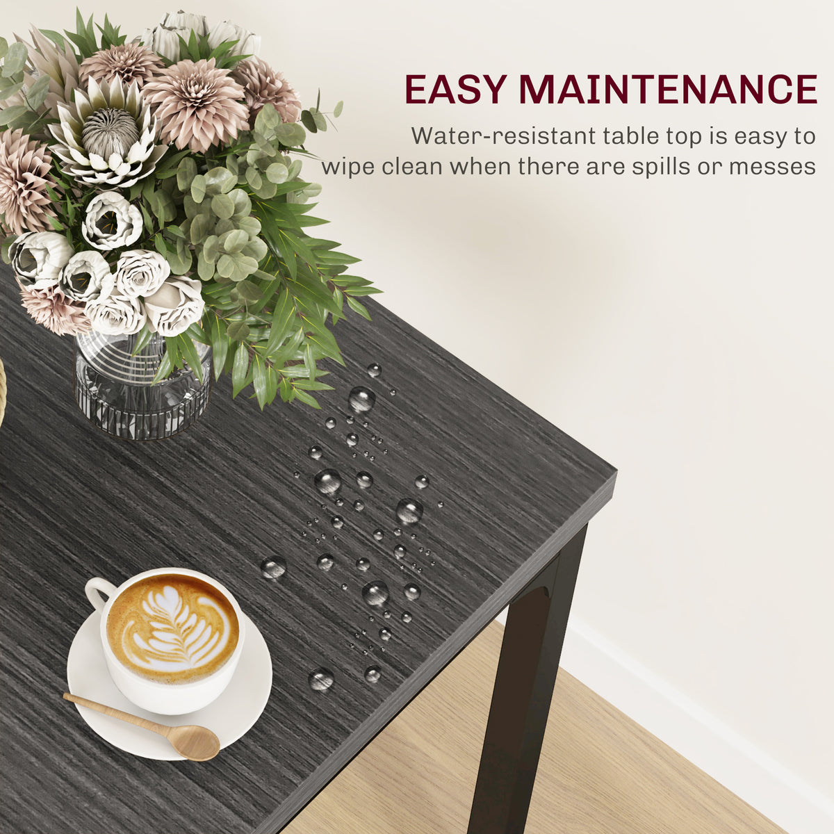 HOMCOM Three-Piece Minimal and Compact Dining Set, Grey Wood Effect