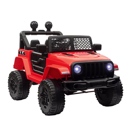 HOMCOM Kids Ride On Car, 12V Electric Cars for Kids with Parental Remote Control, 2 Motors, 4-Wheel Suspension, LED Lights, Horn, 3-5km/h, Battery Powered Ride On Toy for 3-6 Years Old Red