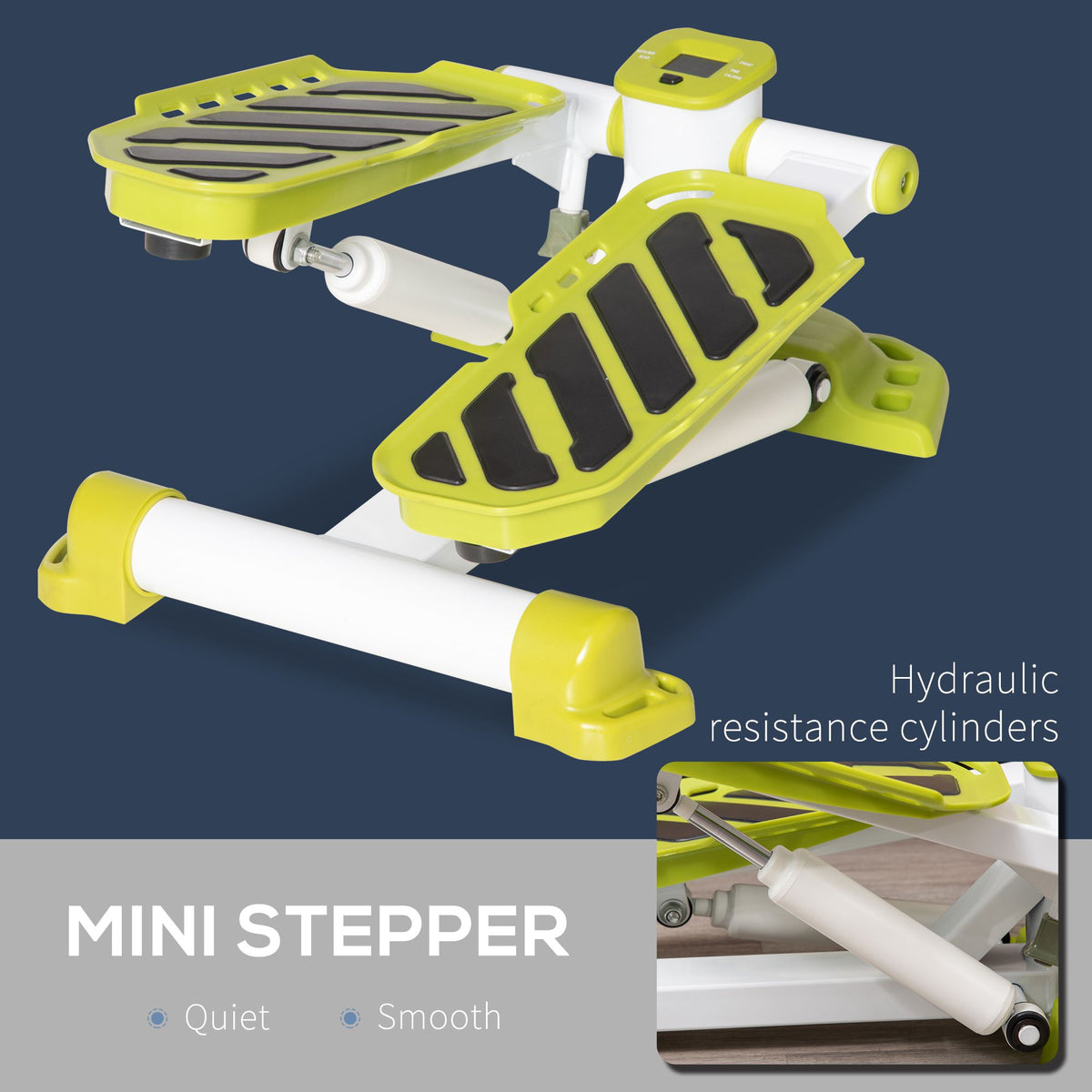 HOMCOM Portable Mini Stepper Machine, Compact Stair Stepper with LCD Monitor, Non-Slip Pedals, Fitness Step Machine for Full Body Cardio Exercise Workout, Home Gym Office, Yellow
