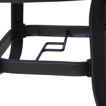 Outsunny 106cm Round Garden Dining Table with Parasol Hole, Tempered Glass Top, Steel Frame