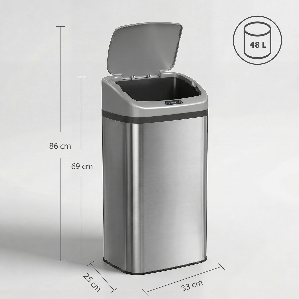HOMCOM 48L Stainless Steel Sensor Bin - Silver-Tone