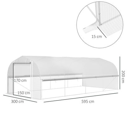 Outsunny 19.5 x 9.8ft Tunnel Greenhouse, with Accessories - White