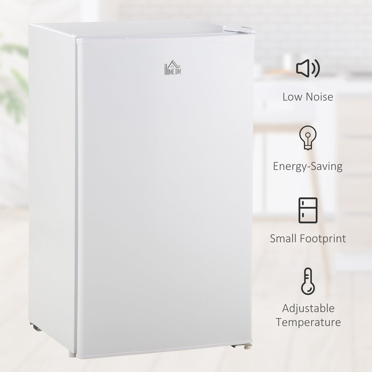 HOMCOM 91L Small Fridge with Chiller Box Under Counter Fridge with Reversible Door, Good Housekeeping Institute Approved, White