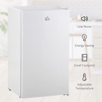HOMCOM 91L Small Fridge with Chiller Box Under Counter Fridge with Reversible Door, Good Housekeeping Institute Approved, White