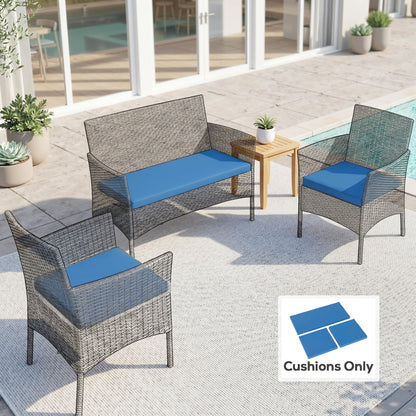 Outsunny Outdoor Seat Cushion Pads for Rattan Furniture, 3 PCs Garden Furniture Cushions,  Sky Blue