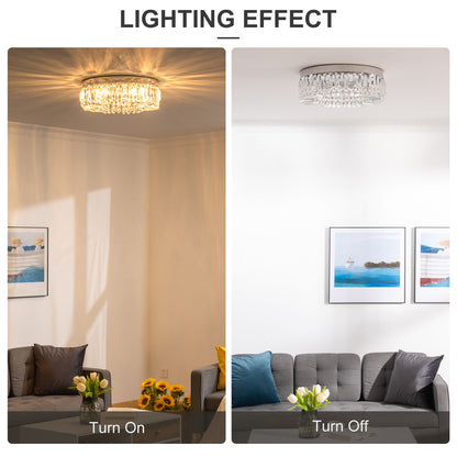 HOMCOM Crystal Chandeliers with Crystal Pendants, 8-Light Ceiling Light for Living Room, Bedroom Dining Room, Silver Tone