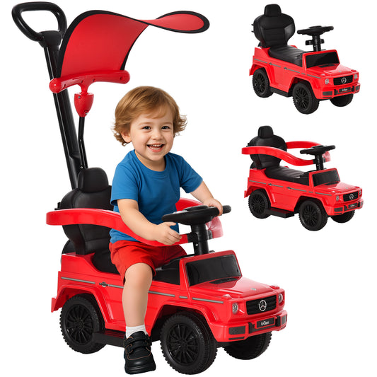 HOMCOM 3 in 1 Kids Children Ride on Push Car Toddler Sliding Car G350 Licensed Walker Foot to Floor Slider Push-Along with Horn Steering Wheel NO POWER Manual, Red