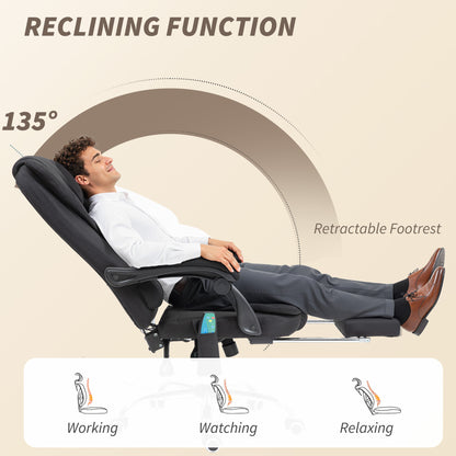 Vinsetto Six-Point Massage and Heated Office Chair with 135°Recline Back - Black