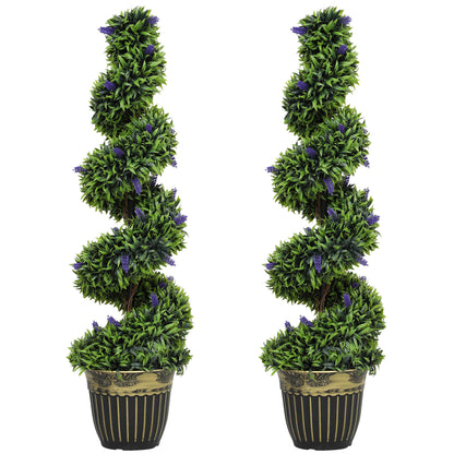 HOMCOM Set of Two 115cm Artificial Lavender Trees