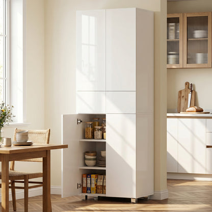 HOMCOM Storage Cabinet, Kitchen Cupboard with 3 Adjustable Shelves, 60L x 35W x 170H cm, White