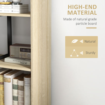 HOMCOM 5-Tier Bookcase, Wooden Ladder Bookshelf Display Stand, Oak