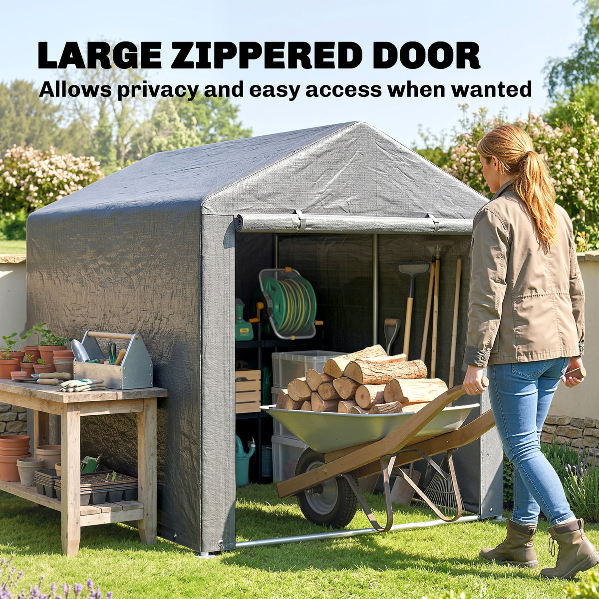 Outsunny 2.2 x 1.6 m Outdoor Storage Tent, with Accessories - Light Grey