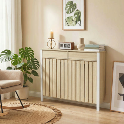 HOMCOM 93 x 119cm Rustic-Look Radiator Cover - Oak