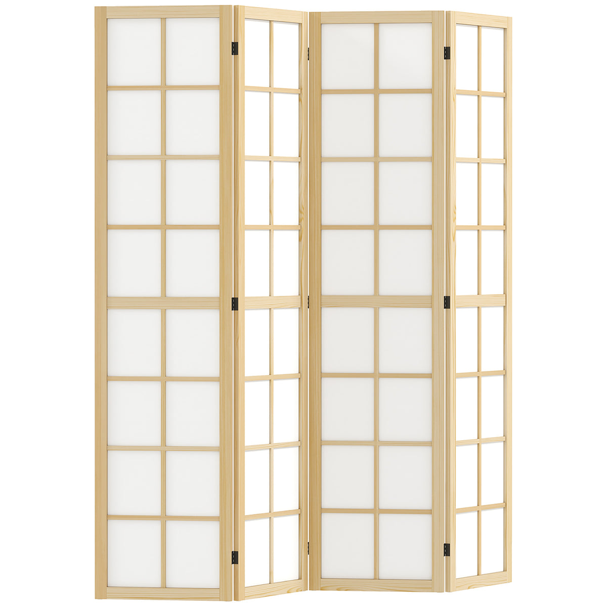 HOMCOM 4 Panel Folding Room Divider, Freestanding Room Separator, Indoor Privacy Screen for Living Room, Bedroom, 160 x 170cm