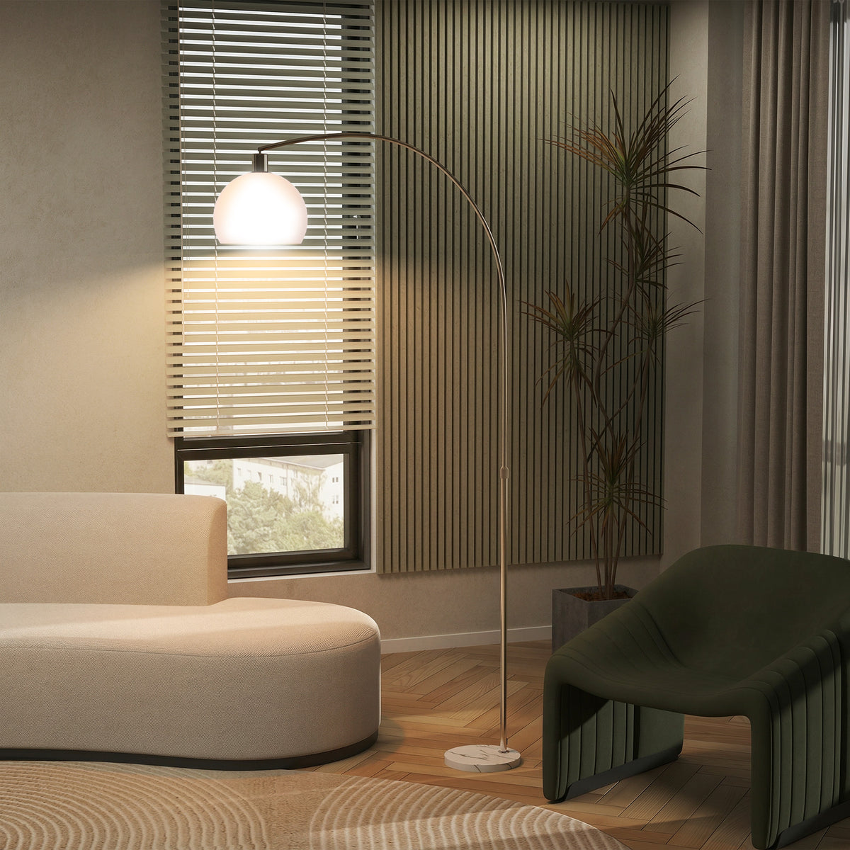 HOMCOM Floor Lamp for Living Room, Modern Standing Lamp with Shade & Foot Switch for Bedroom, Office, White
