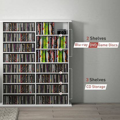 HOMCOM 16-Compartment Media Shelf- White