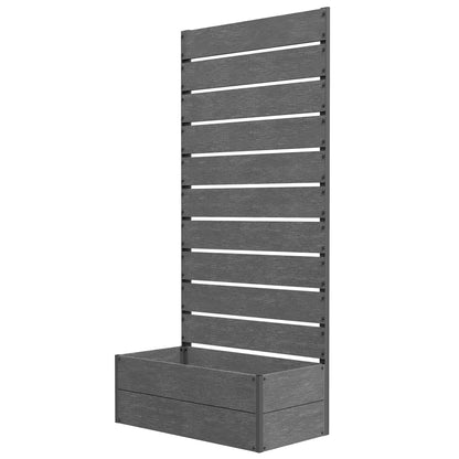 Outsunny 34 x 69.5cm Garden Planter Box, with Back Trellis, Grey