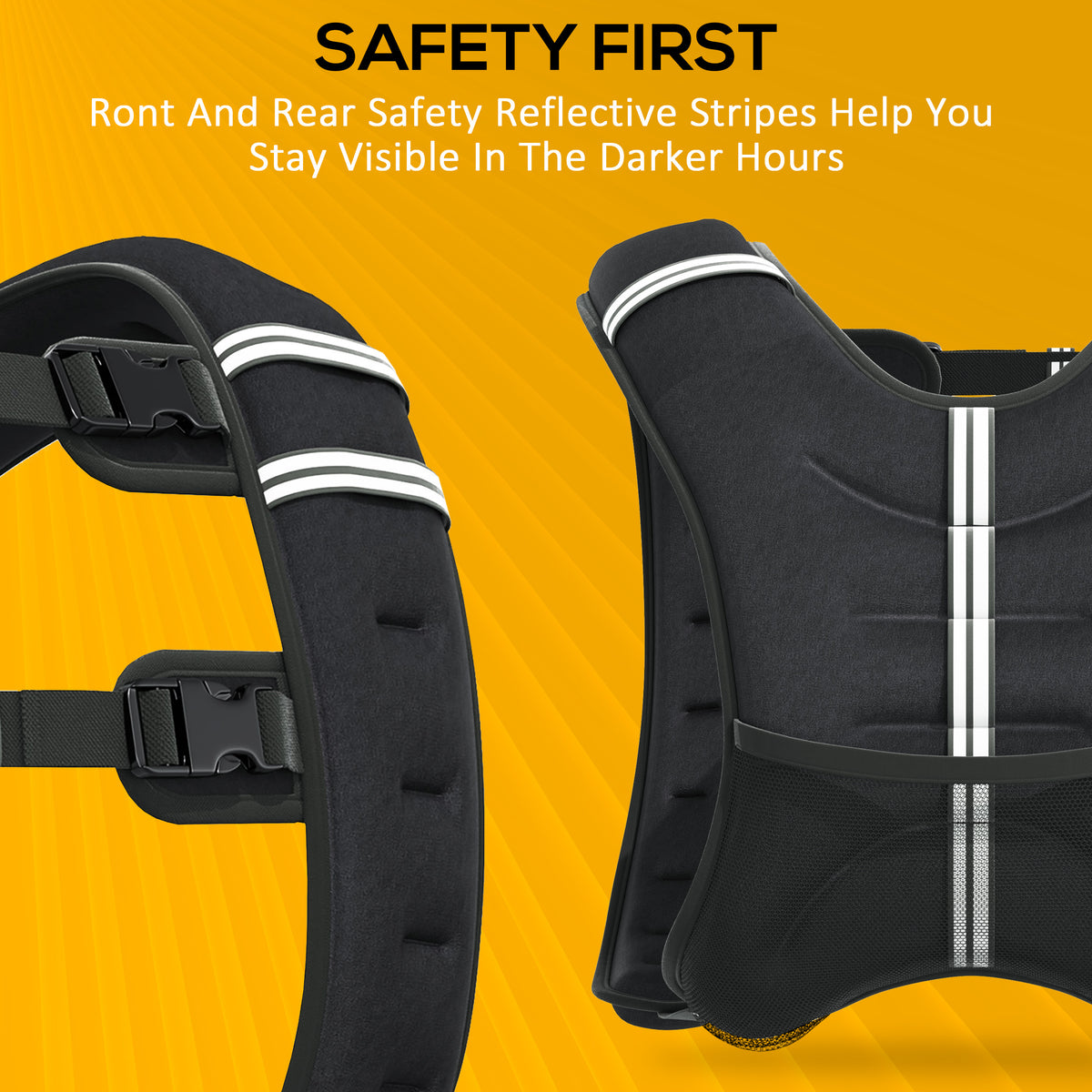 HOMCOM 10KG Weighted Vest, Running Weight Vest with Adjustable Strap, Convenient Pocket and Reflective Strips for Men and Women