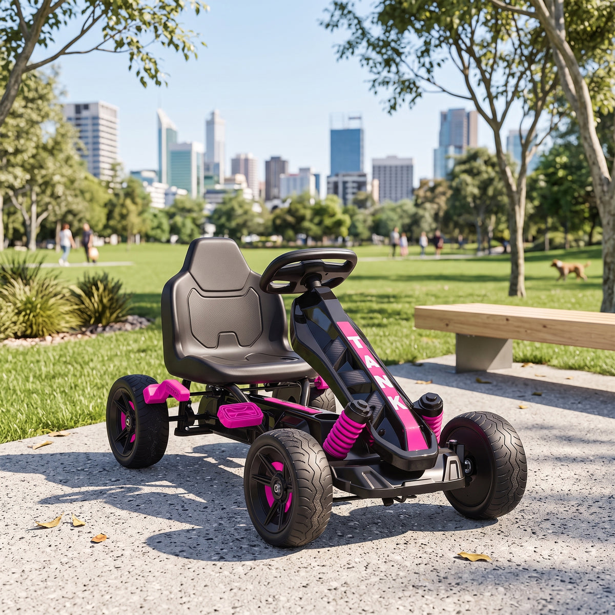 AIYAPLAY Pedal Go Kart for Kids Aged 3-6 Years, with Freewheel System, Brake, EVA Anti-Slip Wheels, Pink