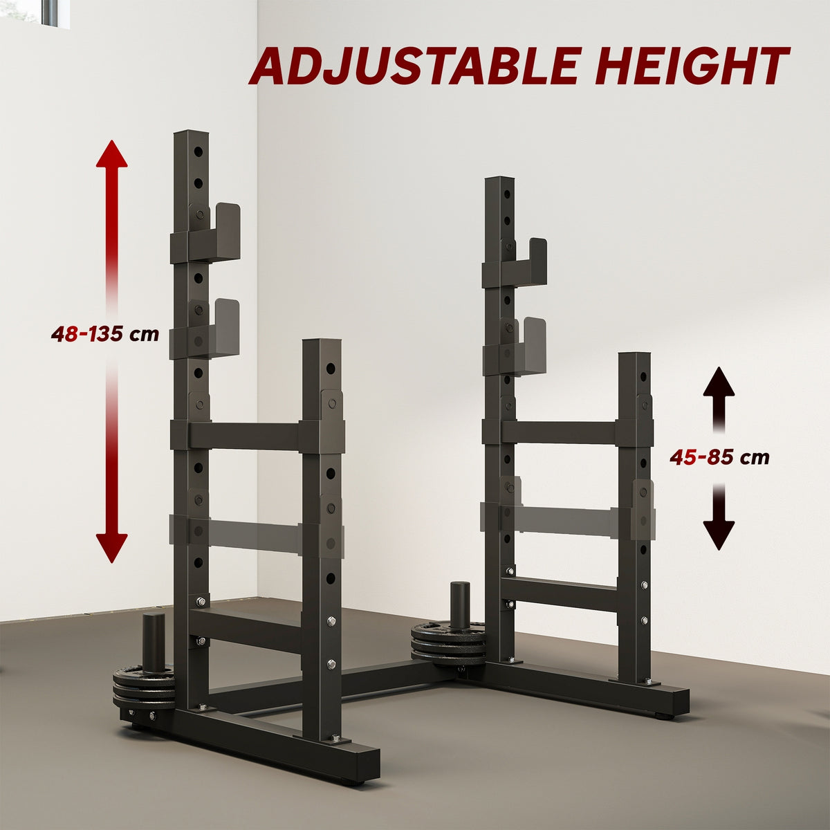 SPORTNOW Adjustable Squat Rack with Plate Holders, 300 kg Load