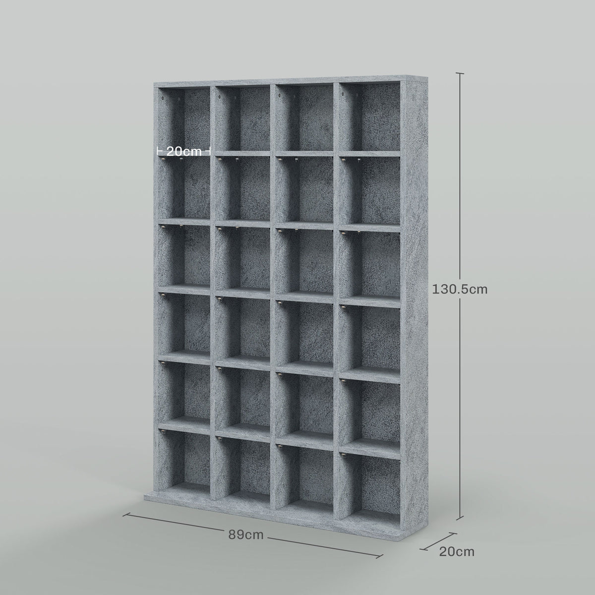 HOMCOM CD Storage Unit with Adjustable Shelves, 89 x 130.5 cm, Cement Grey