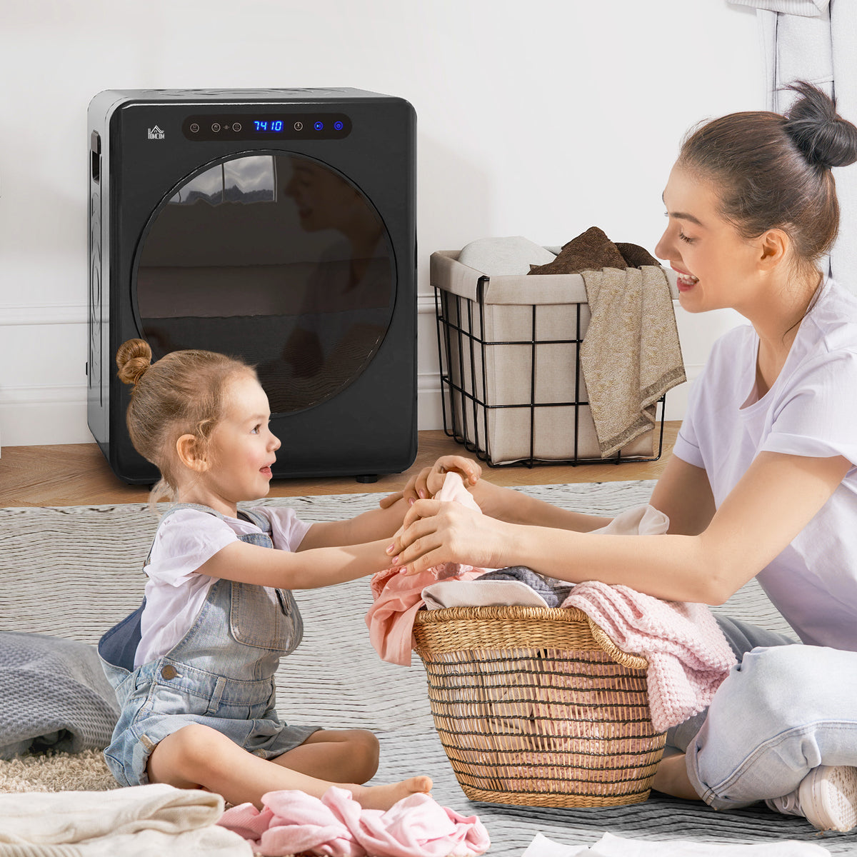 HOMCOM 4kg Compact 40-60℃  Tumble Dryer - Black