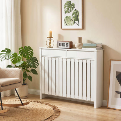 HOMCOM 93 x 119cm Rustic-Look Radiator Cover - White