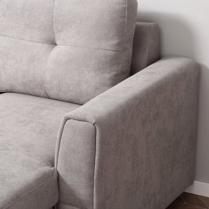 HOMCOM 3 Seater Sofa Bed, Pull Out Sofa Bed with Storage for Living Room, Light Grey