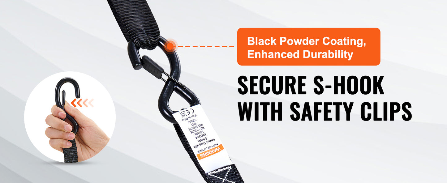 SucceBuy 4pcs Trailer Ratchet Tie Down Straps with Padded Handles Hook Brake Binding Belt for Moving Securing Cargo Motorcycle