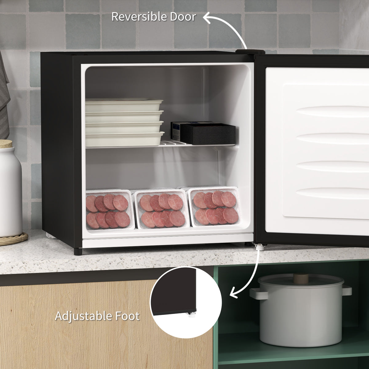 HOMCOM 35L Mini Freezer, -24℃ to -14℃ Temperature - Black