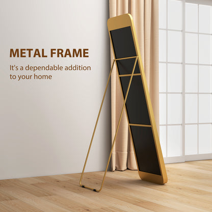 HOMCOM 40 x 160 cm Rectangular Full Length Mirror - Gold Tone