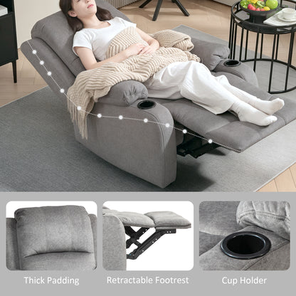 HOMCOM Microfibre Manual Reclining Armchair with 135° Recline Back and Footrest - Grey