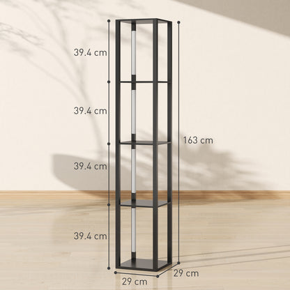 HOMCOM LED Floor Lamp with Shelves, Modern Dimmable Standing Lamp with 3 Brightness Levels and Foot Switch for Living Room, Bedroom, Office, Black
