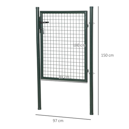 HOMCOM Green Steel Garden Gate with Lock and 3 Keys 97 x 150cm, Green