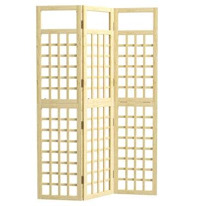 Outsunny 3-Panel Garden Privacy Screen, Freestanding Foldable Wooden Outdoor Divider/Trellis, Decorative Privacy Screen for Garden Patio, 120 x 170 cm, Natural Wood Finish