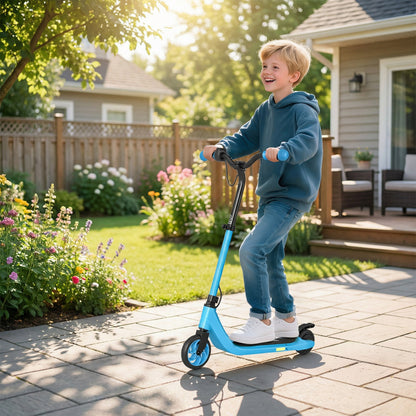HOMCOM Electric Scooter for Kids 6+, Foldable E Scooter, Up to 8 KM/H, Maximum Range 6 KM, Adjustable Height, Blue