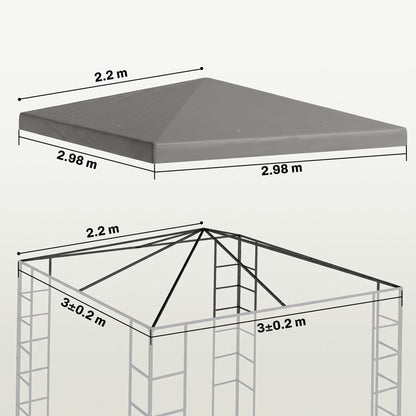 Outsunny 3 x 3(m) Gazebo Frame Replacement - Grey