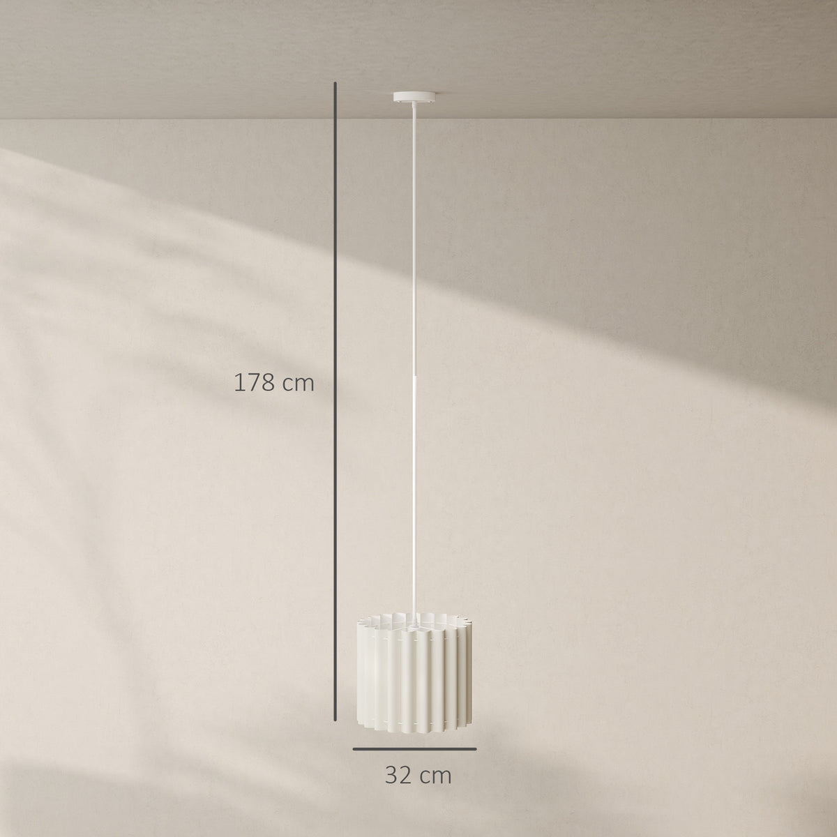 HOMCOM Linen Pendant Light, Bedside Ceiling Lamps with E27 Bulb, Modern Hanging Lights for Living Room, Bedroom, Kitchen, Hallway, White