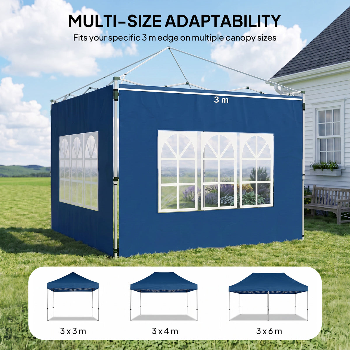 Outsunny Set of 2 Gazebo Side Panels - Blue